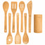 Bamboo Kitchen Utensils Set – 8-Piece Wooden Cooking Tools with Holder - Korvel