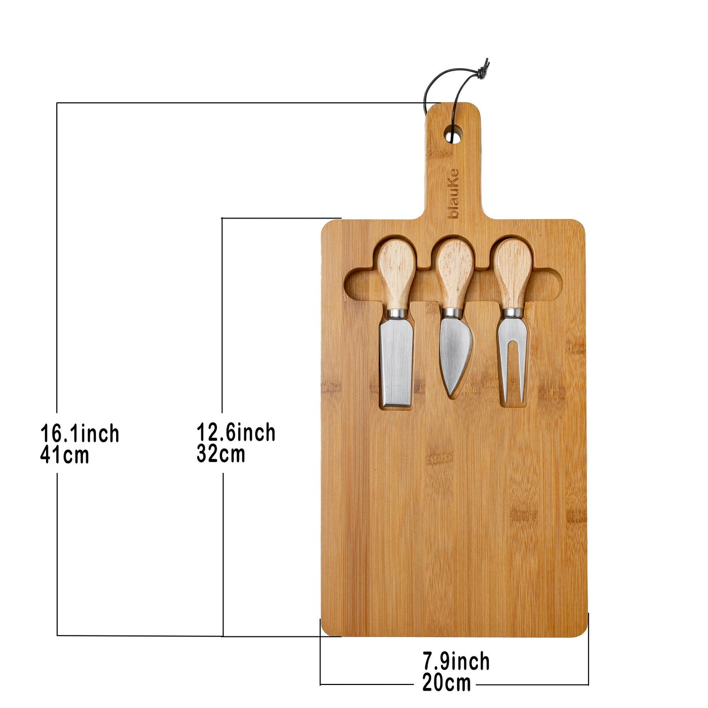 Bamboo Cheese Board & Knife Set with Magnetic Storage – 12"x8" Charcuterie Tray - Korvel
