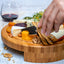 Round Bamboo Cheese Board & Knife Set – 10" Swivel Charcuterie Platter with Hidden Drawer - Korvel