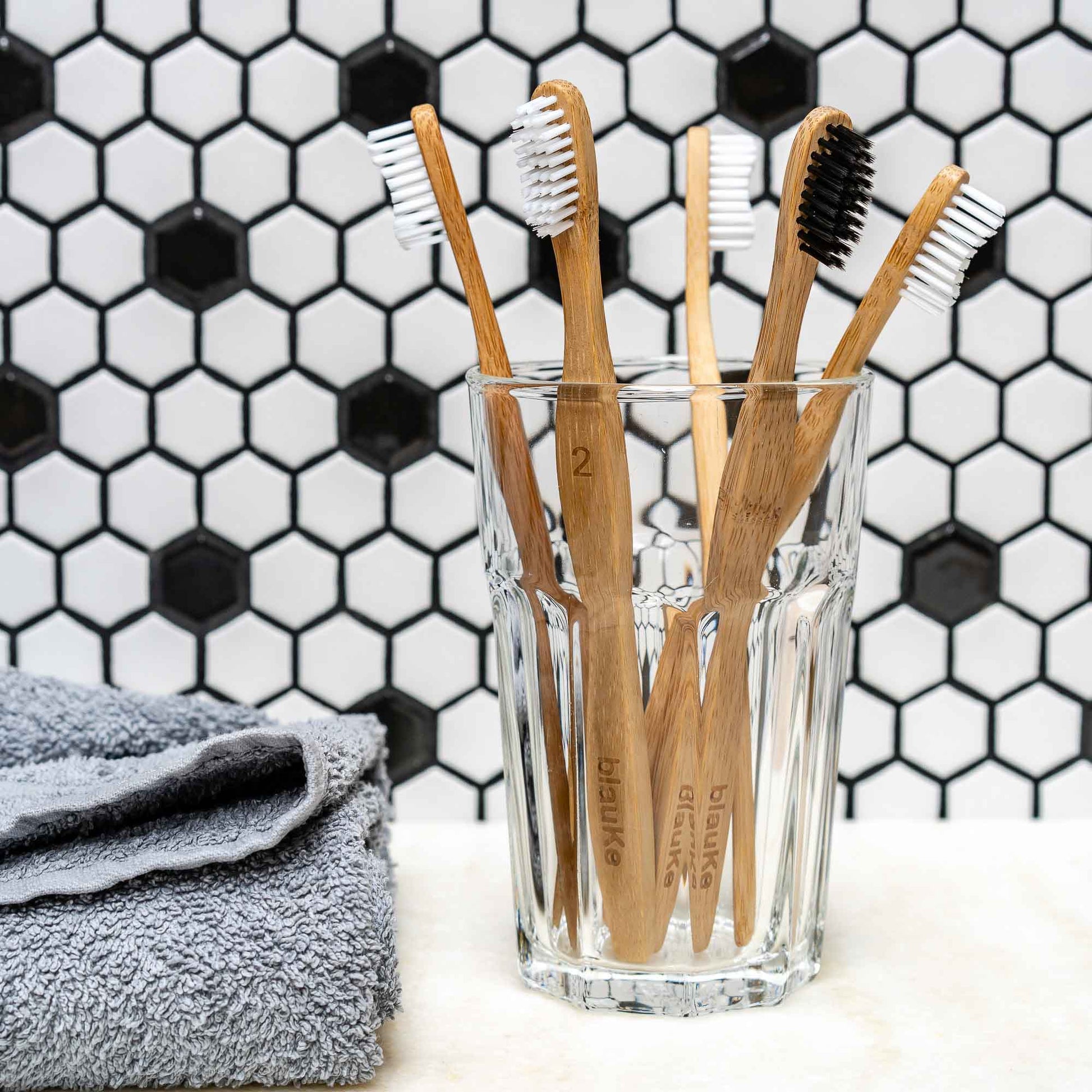 Bamboo Toothbrush Set – 4 Natural & 1 Charcoal | 5-Pack Eco-Friendly - Korvel