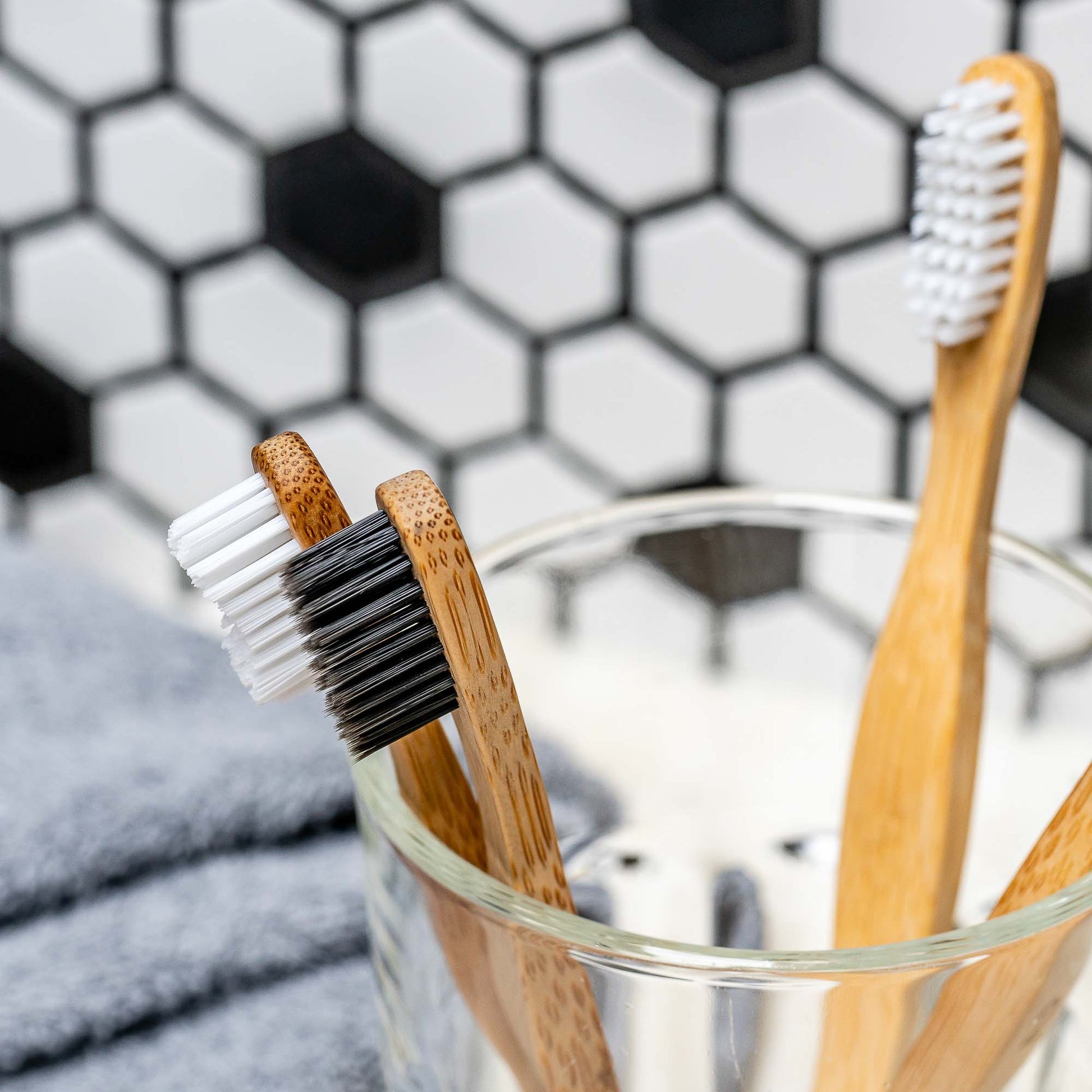 Bamboo Toothbrush Set – 4 Natural & 1 Charcoal | 5-Pack Eco-Friendly - Korvel