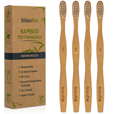 Bamboo Toothbrush Set – 4-Pack Medium Bristles | Eco-Friendly & Biodegradable - Korvel