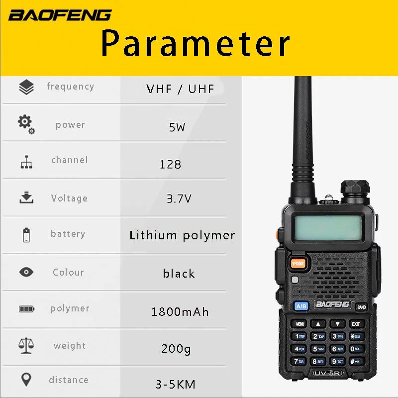 BaoFeng UV-5R Walkie Talkie Professional CB Radio Baofeng UV5R Transceiver 128CH 5W VHF&UHF Handheld UV 5R For Hunting Radio - Korvel