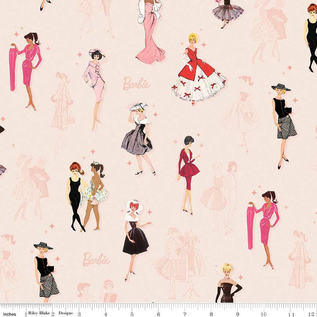 Tissu en coton Barbie Vintage Main Blush - 43"/44" par yard