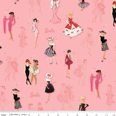 Tela de Algodón Rosa Vintage de Barbie - 43"/44" por Yarda