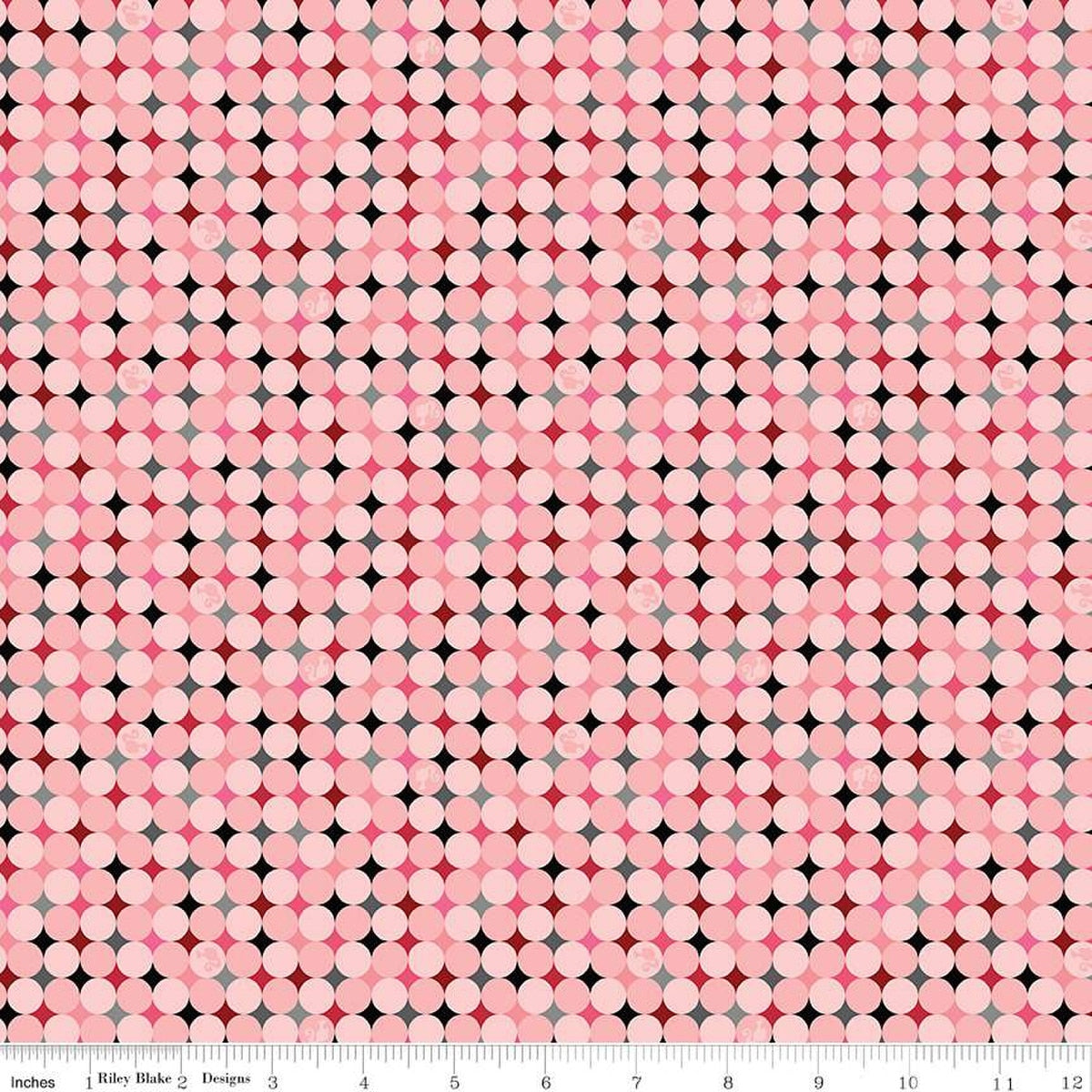 Barbie Vintage Sparkle Dots Pink Cotton Fabric - 43"/44" Per Yard