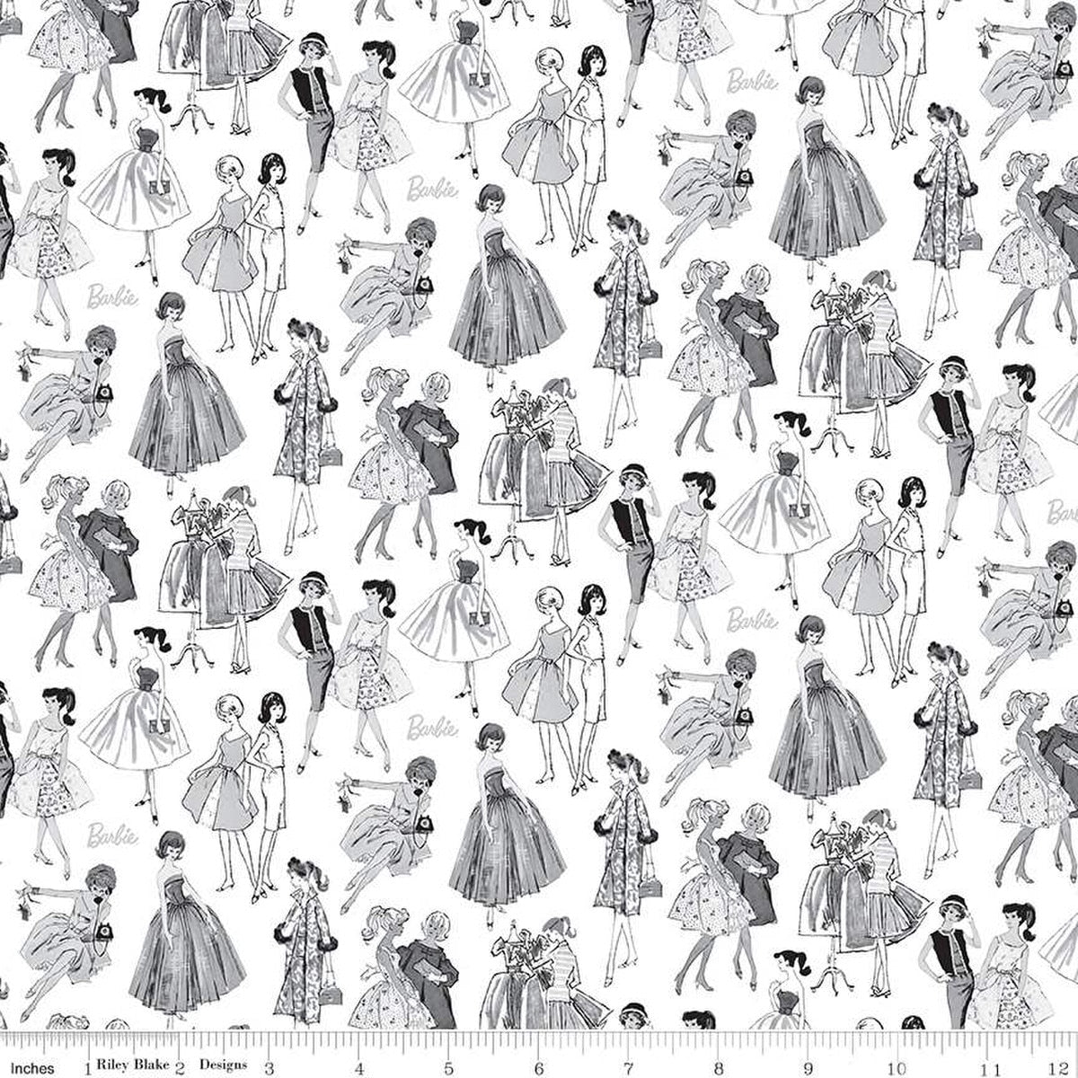 Barbie Vintage Tonal White Cotton Fabric - 43"/44" Per Yard