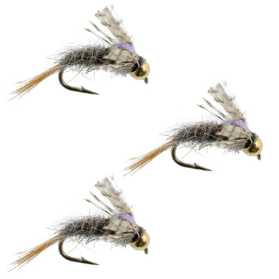 3-Pack Barr's Baetis Emerger Wet Flies - Size 18 for Trout Fishing - Korvel