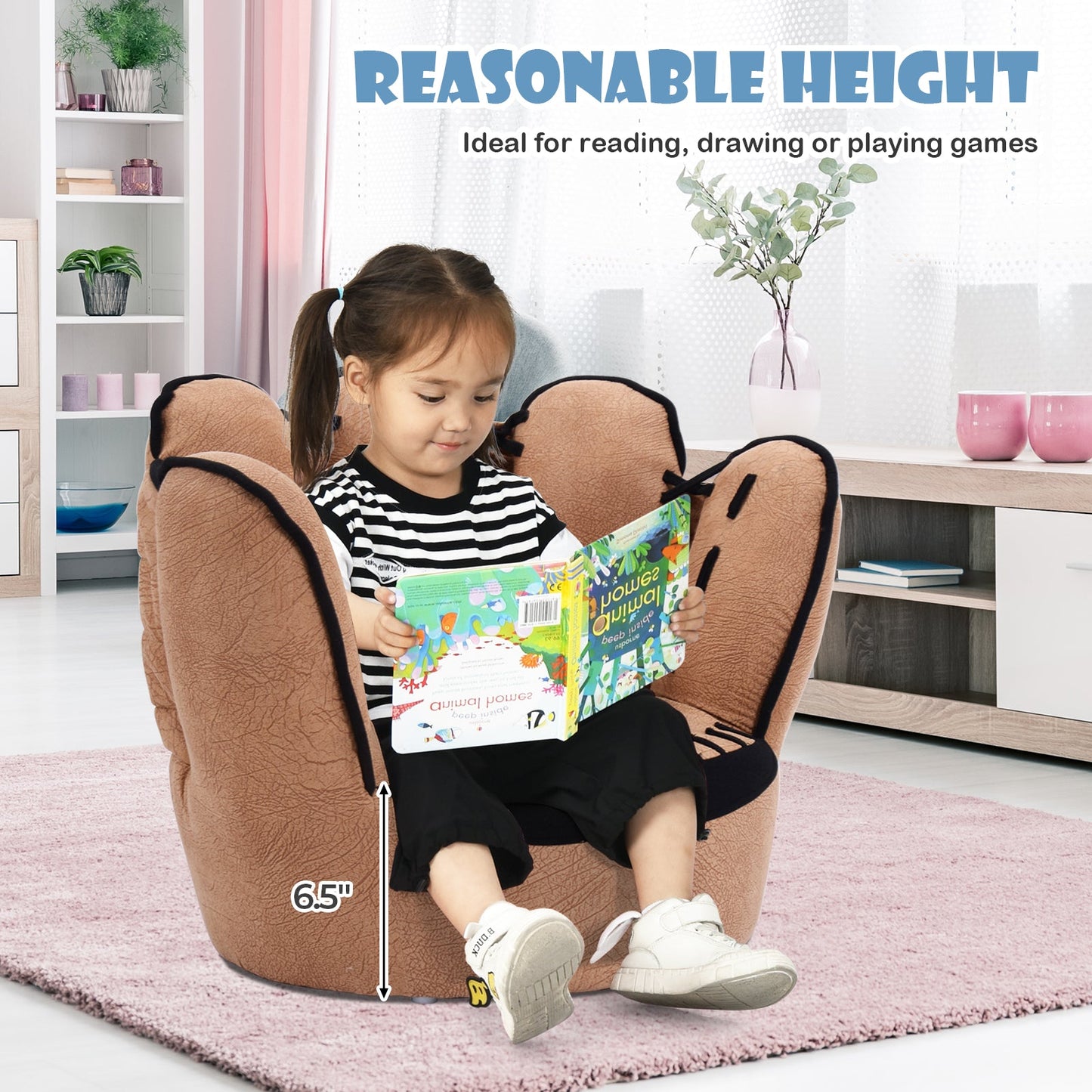 Kids Baseball Glove Shaped Upholstered Sofa