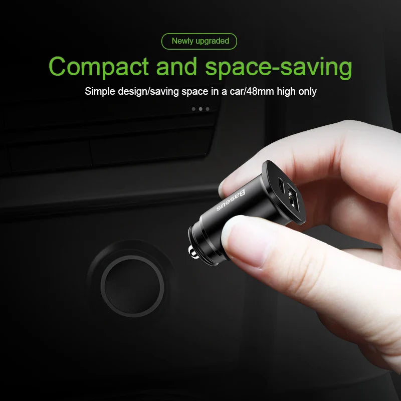 Baseus 30W Dual USB C PD Quick Charge QC 4.0 Car Charger For Mobile Phone Charger Fast USB PD Type C AFC SCP Car Phone Charger - Korvel