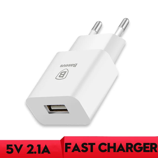 Baseus 5V 2.1A Dual USB Charger For Phone Fast Charging Charger Portable EU Plug Travel Adapter Wall charger - Korvel