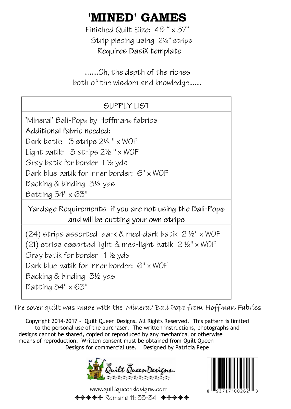 Modèle de couture BasiX Mined Games