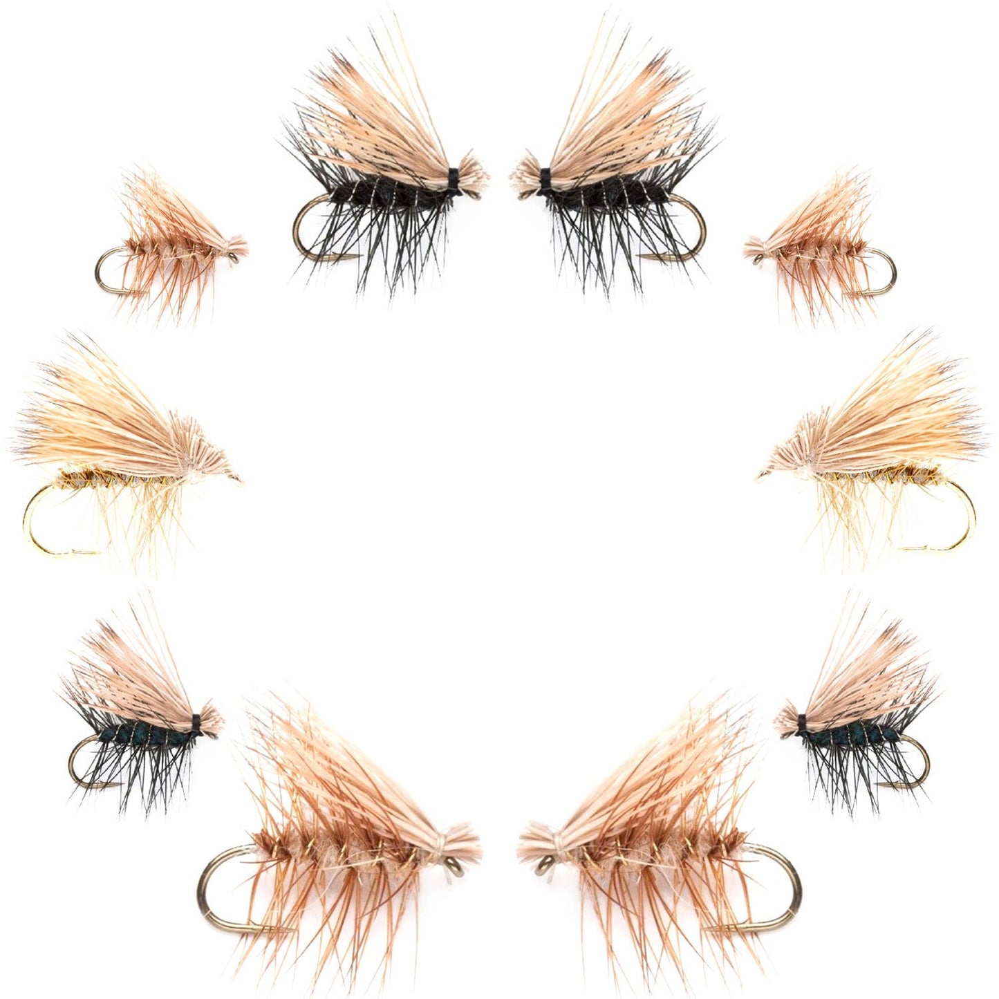 Elk Hair Caddis Dry Fly Assortment - 10 Premium Fishing Flies in 5 Patterns - Korvel