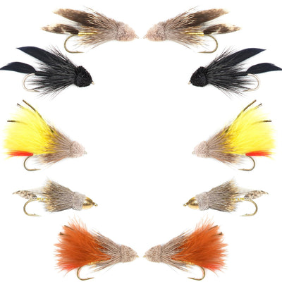 Basics Collection - Muddler Minnow Streamer Assortment - 10 Wet Flies - 5 Patterns - Hook Sizes 4 and 6