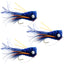 3 Pack Flashtail Bass Popper Size 6 - Vibrant Blue & Orange Fishing Flies with Weed Guard - Korvel