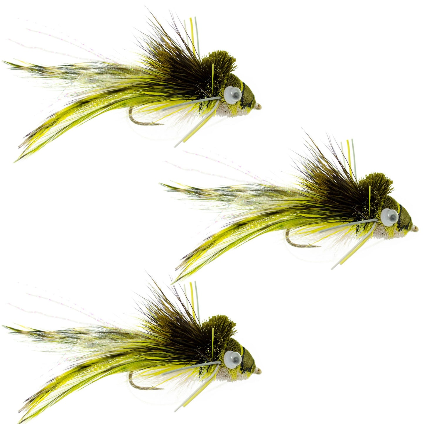 3 Pack Deer Hair Diver Size 4 - Premium Frog Bass Fly Fishing Lures with Weed Guard - Korvel