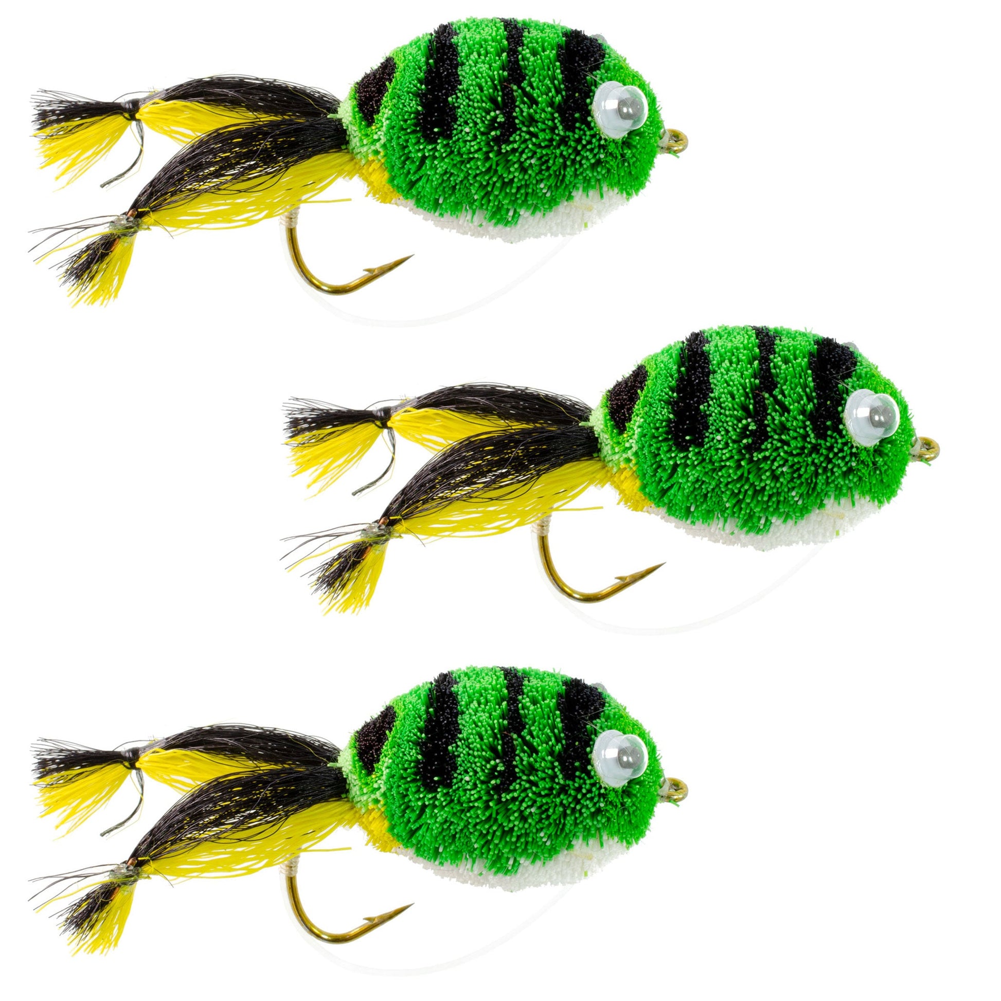 3 Pack Messingers Frog Bass Fly Fishing Lures with Weed Guard - Korvel