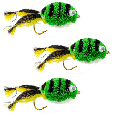3 Pack Messingers Frog Bass Fly Fishing Lures with Weed Guard - Korvel
