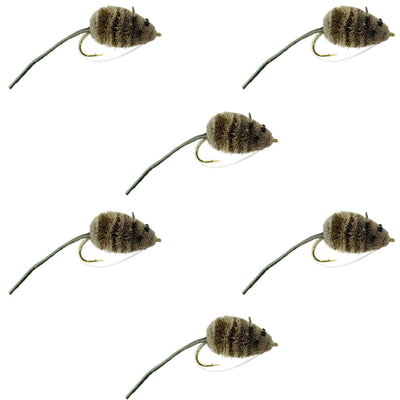 Mighty Mouse Deer Hair Bug - 6 Premium Bass Flies with Size 4 Hooks and Weed Guards - Korvel