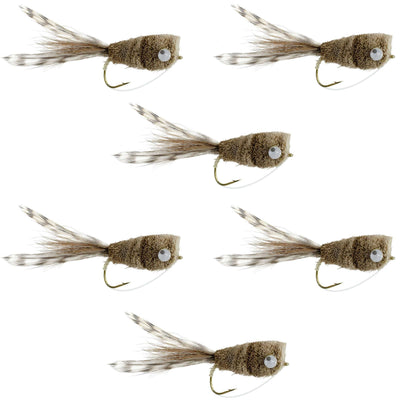 Premium Deer Hair & Grizzly Bass Popper Flies - Size 8 (Pack of 6) - Korvel