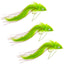 3 Pack Chartreuse Deer Hair Diver Flies - Size 4 Bass Fishing Lures with Weed Guard - Korvel