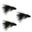3 Pack Black Dahlberg Deer Hair Diver Size 4 - Premium Bass Fly Fishing Lures with Weed Guard - Korvel