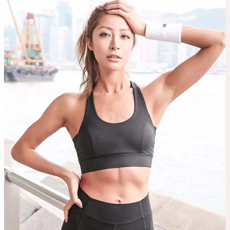 Sostén Deportivo Push Up con Tiras Blancas para Ropa Activa