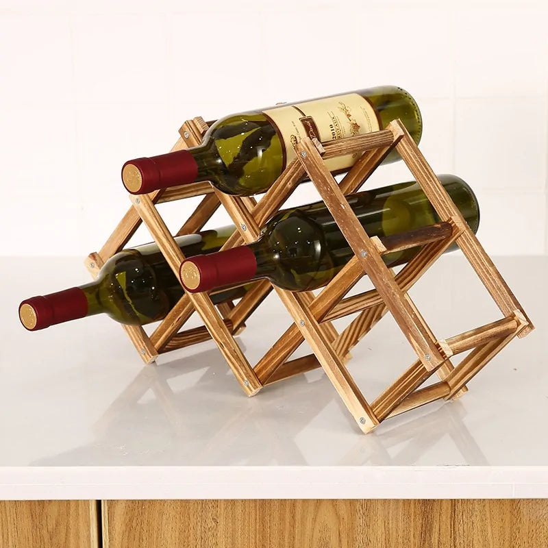 Elegante soporte de vino de madera para un almacenamiento con estilo