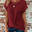 Camiseta de Cuello Redondo de Waffle Sólido de Verano Chic y Cómoda