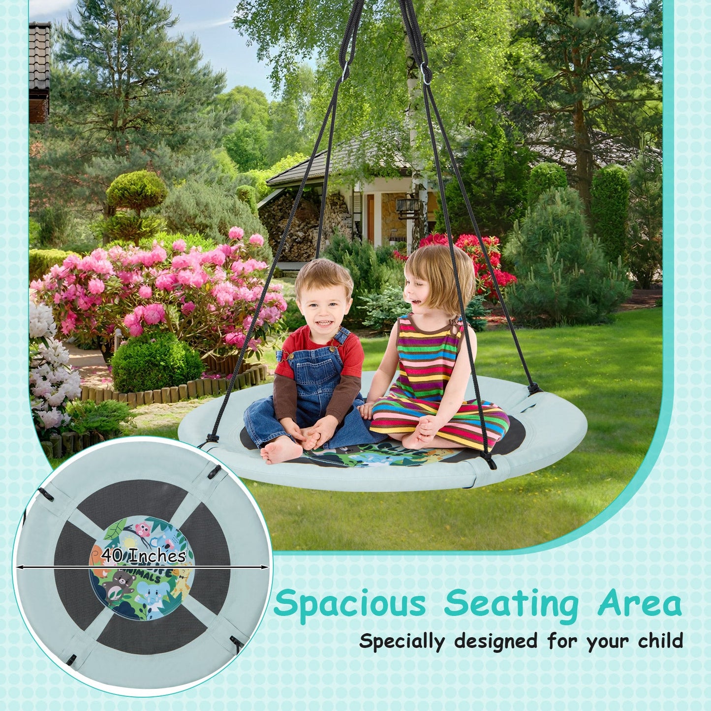 Balancoire en forme de soucoupe ajustable de 40 pouces - Amusement extérieur premium