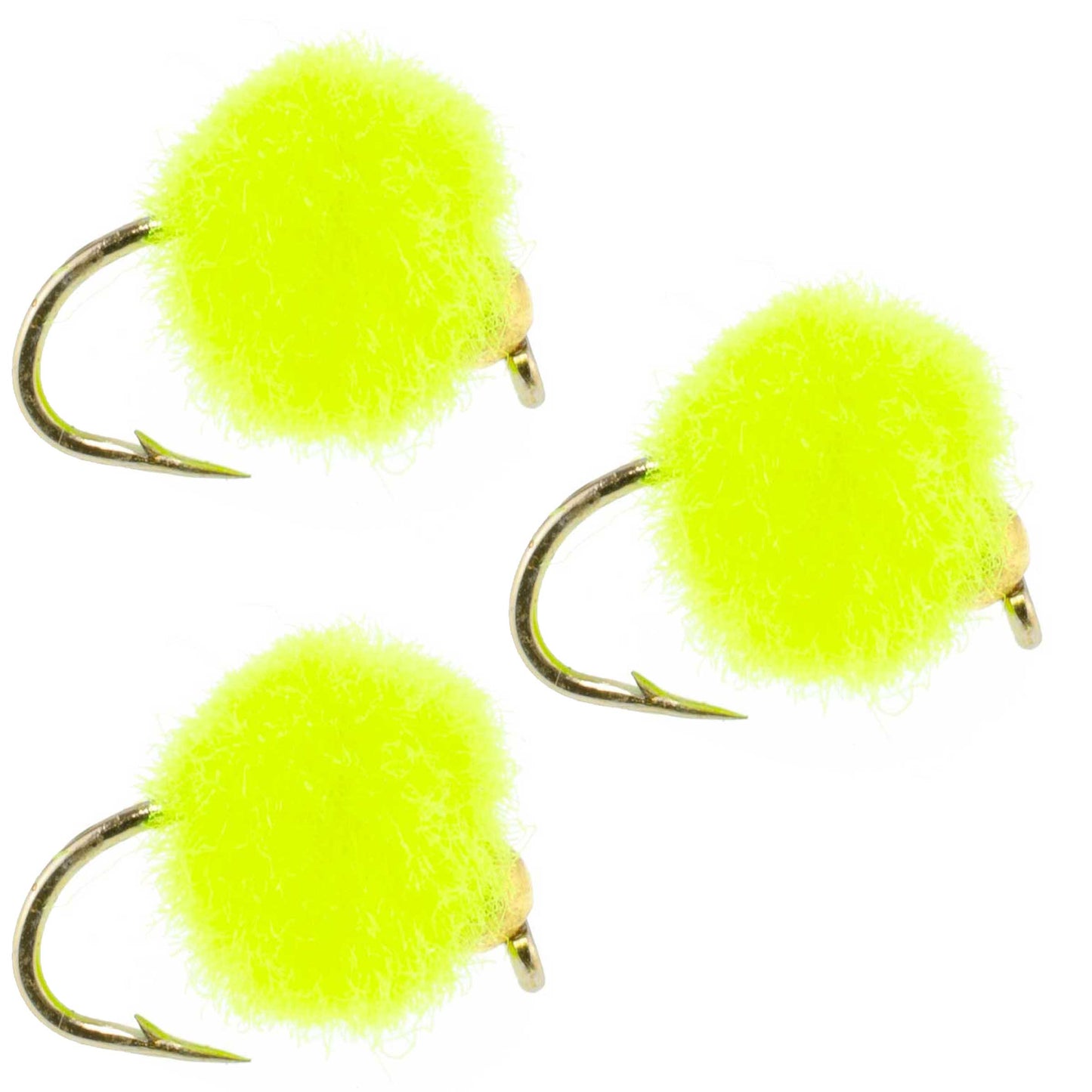Hot Chartreuse Bead Head Egg Flies - 3 Pack, Size 16 - Korvel