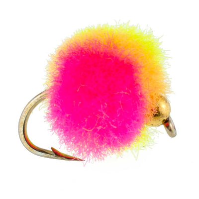 Premium Bead Head Clown Egg Fly Fishing Flies - Set of 6, Size 16 - Korvel