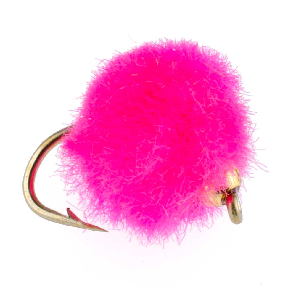 Vibrant Hot Pink Bead Head Egg Flies - 12 Pack, Size 16 - Korvel