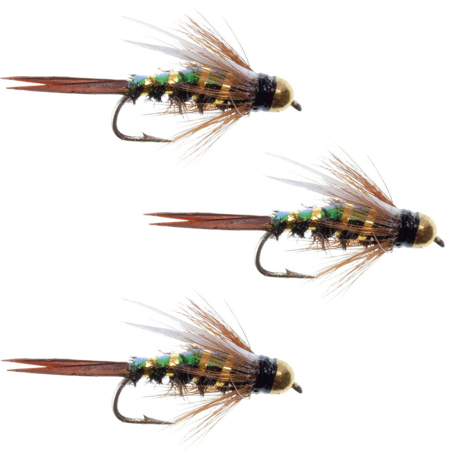 3-Pack Flashback Bead Head Prince Nymphs - Size 10 for Ultimate Fishing Success - Korvel