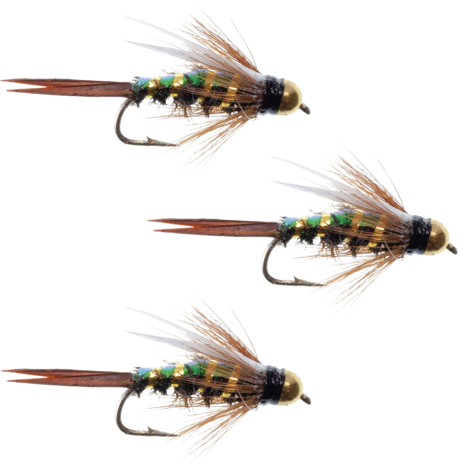 3-Pack Flashback Bead Head Prince Nymphs - Size 10 for Ultimate Fishing Success - Korvel