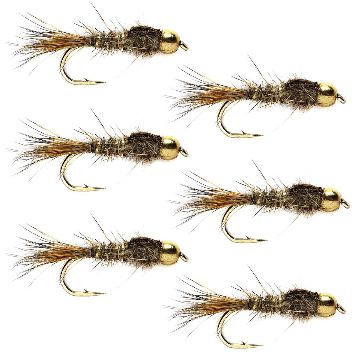 Premium Tungsten Bead Head Gold Ribbed Hare's Ear Nymph - 6 Pack Size 18 - Korvel