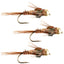 3 Pack Bead Head Pheasant Tail Nymph Fly Hook Size 18