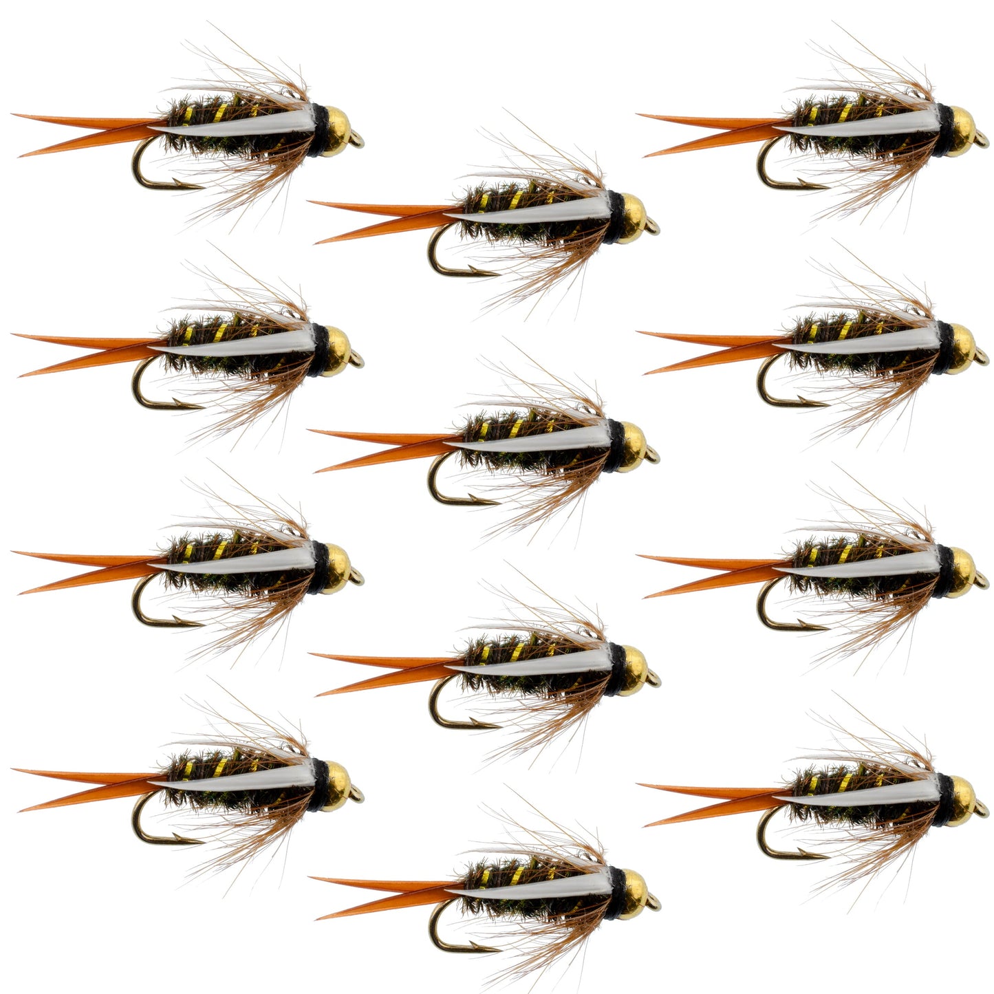 Premium Bead Head Prince Nymph Flies - 12 Pack Size 10 - Korvel