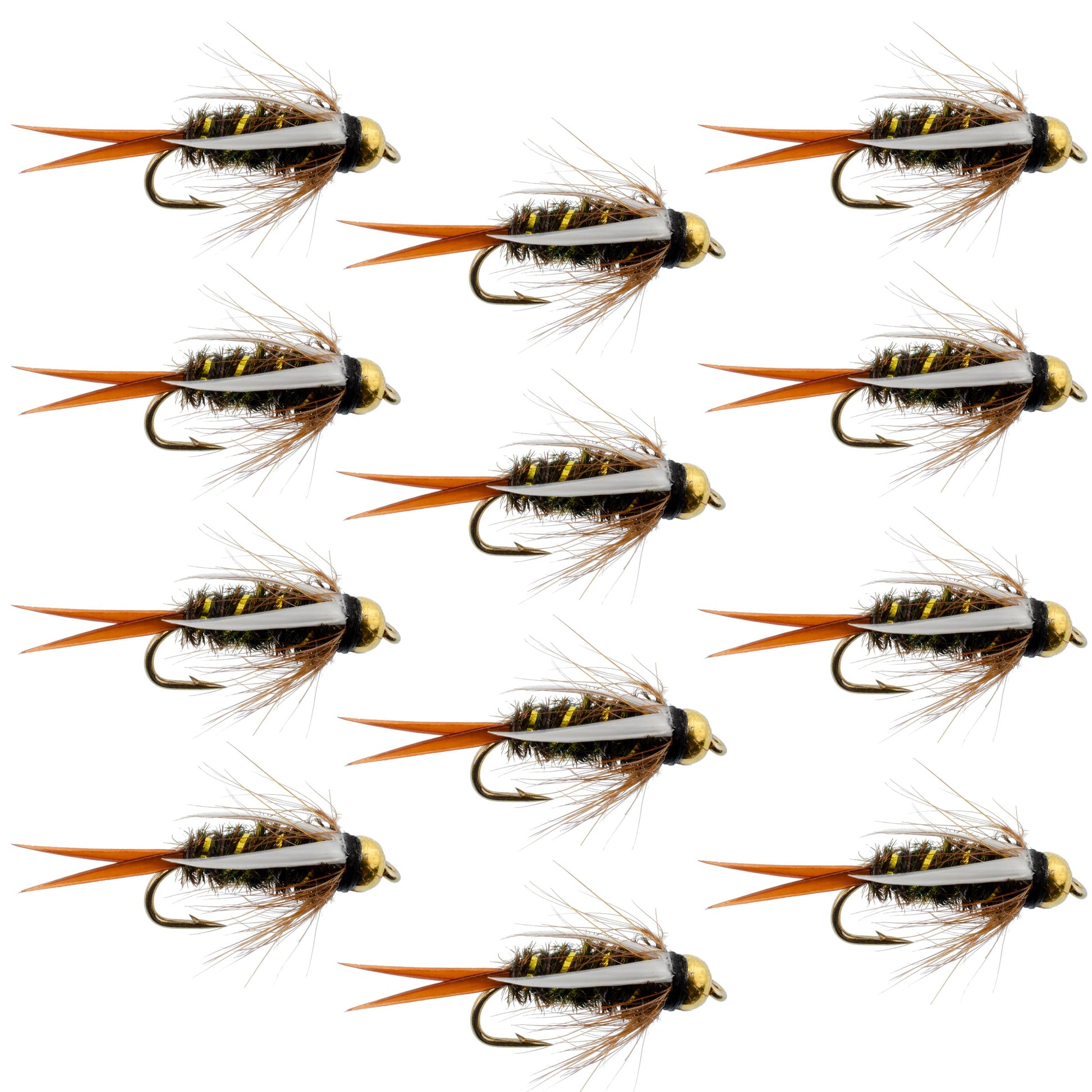 Premium Bead Head Prince Nymph Flies - 12 Pack Size 10 - Korvel