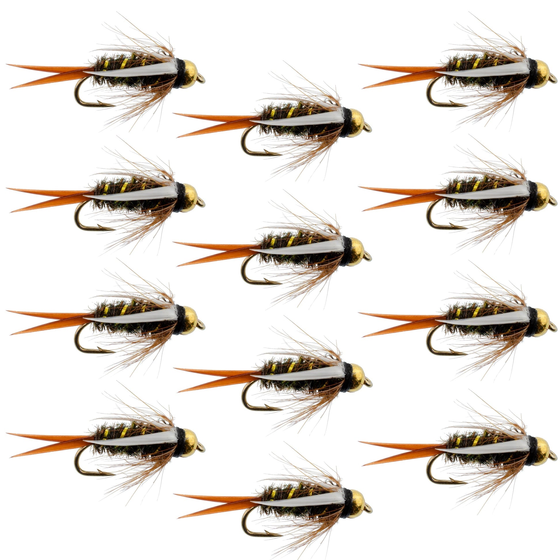 Premium Bead Head Prince Nymph Flies - 12 Pack, Size 14 - Korvel