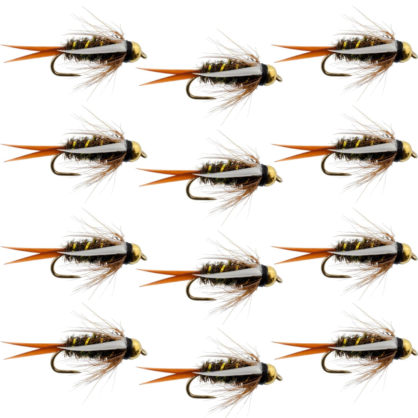 Premium Barbless Bead Head Prince Nymph Flies - 12 Pack, Size 14 - Korvel