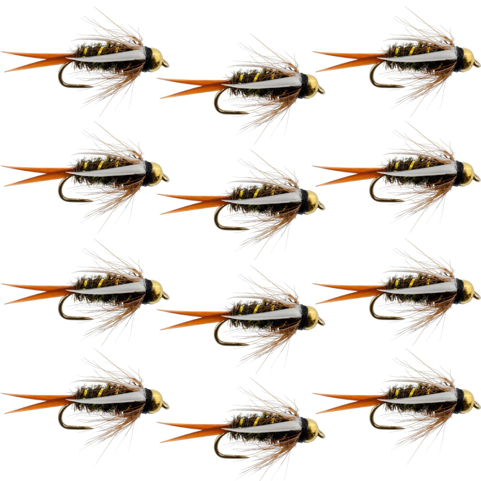 Premium Barbless Bead Head Prince Nymph Flies - 12 Pack, Size 14 - Korvel