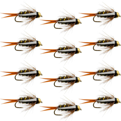 Premium Barbless Bead Head Prince Nymph Flies - 12 Pack, Size 14 - Korvel