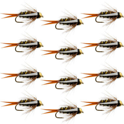 Barbless Bead Head Prince Nymph Flies - 12 Pack, Size 12 Hooks - Korvel