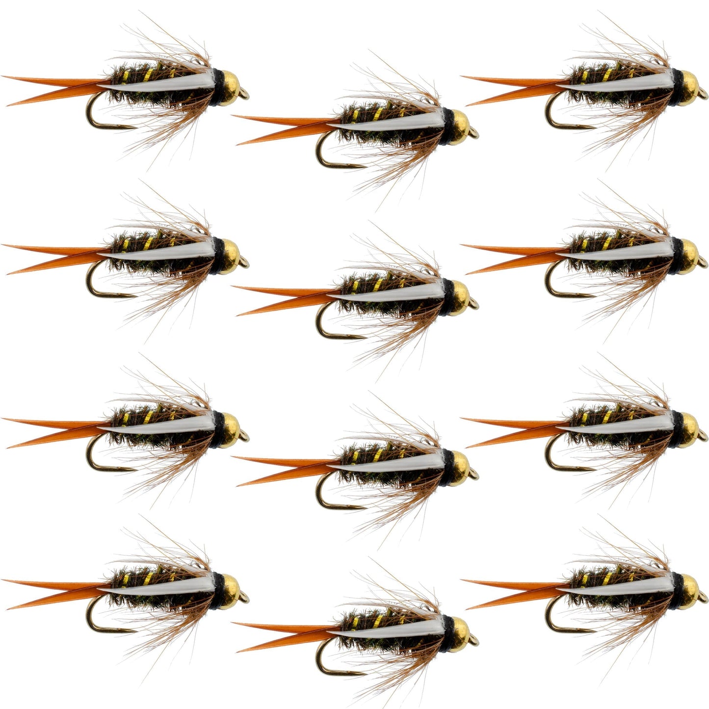 Barbless Bead Head Prince Nymph Flies - 12 Pack Size 10 for Ultimate Fishing Success - Korvel