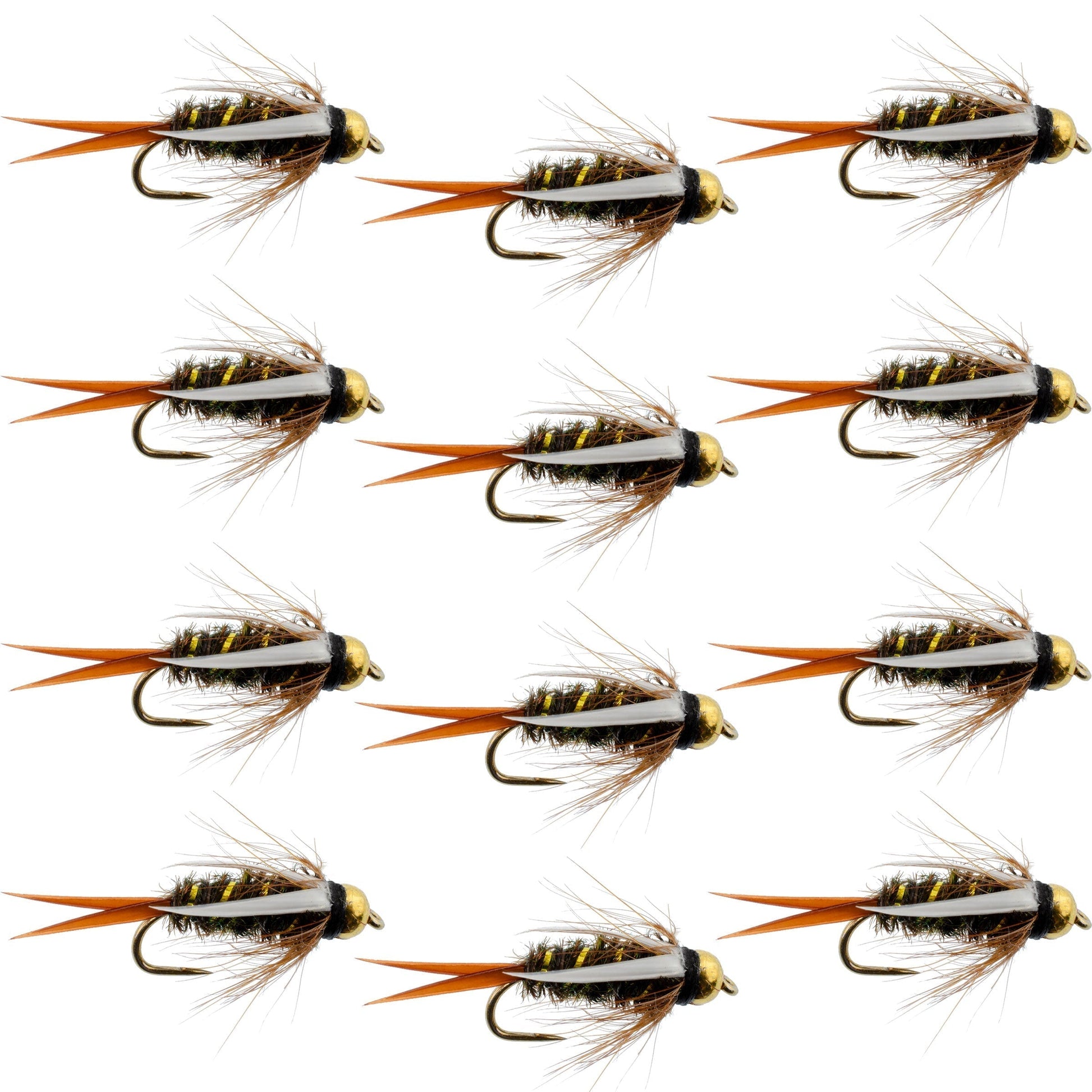 Barbless Bead Head Prince Nymph Flies - 12 Pack Size 10 for Ultimate Fishing Success - Korvel