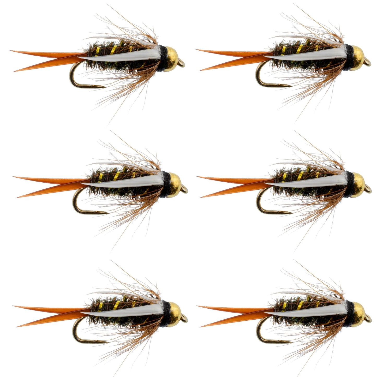 Premium Barbless Bead Head Prince Nymph Flies - 6 Pack, Size 16 - Korvel