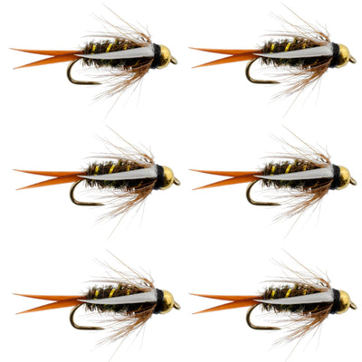 Premium Barbless Bead Head Prince Nymph Flies - 6 Pack, Size 16 - Korvel