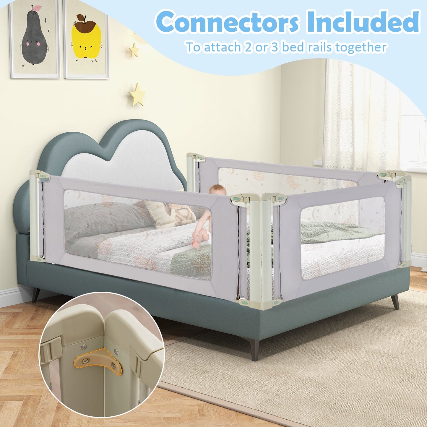 Barra de Cama Vertical para Niños Pequeños - 79 Pulgadas con Doble Bloqueo