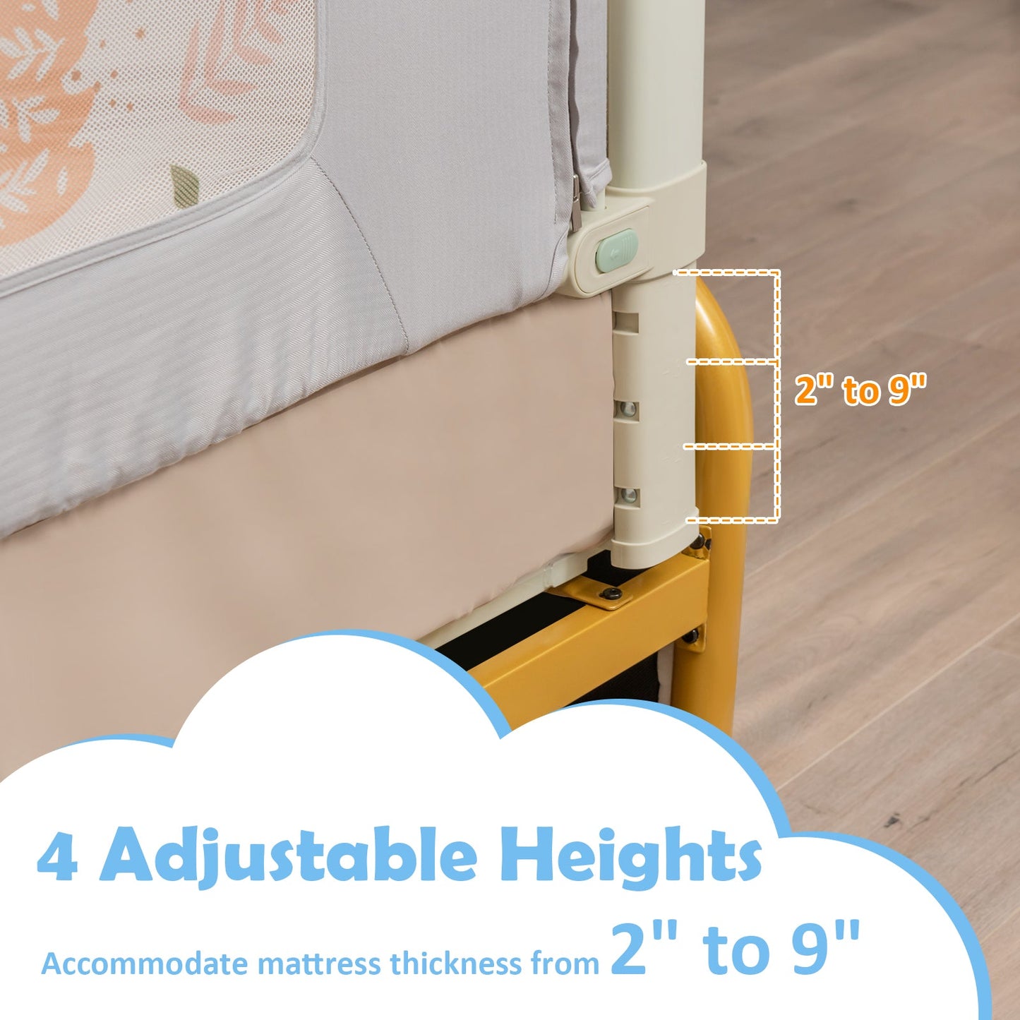 Barra de Cama Vertical para Niños Pequeños - 79 Pulgadas con Doble Bloqueo